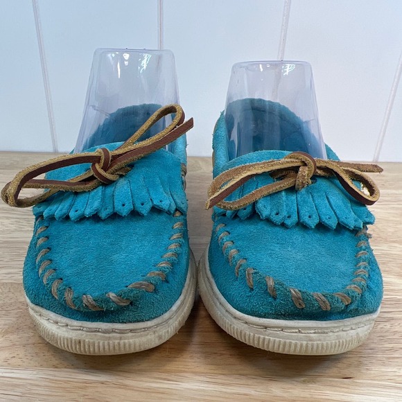 MINNETONKA Blue suede moccasins‎ size 5.5 - Picture 2 of 11